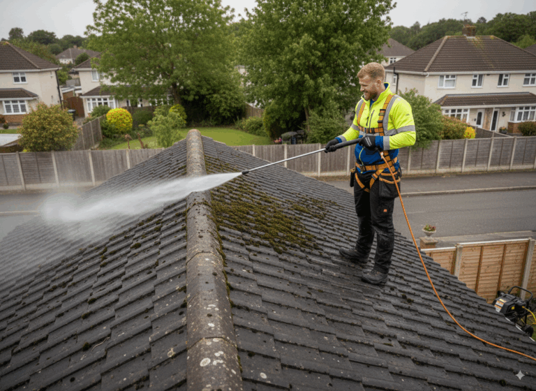 Exterior roof cleaning cobham